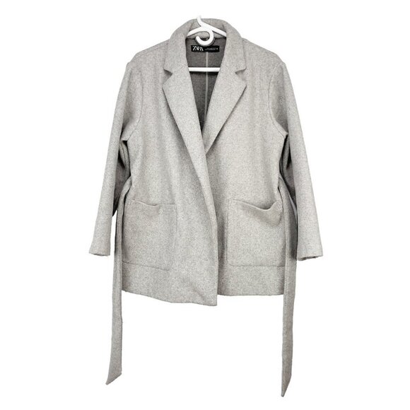ZARA Menswear’s Belted Spring Oversized Lapel Collar Gray Blazer Coat‎ Size M - Picture 4 of 10